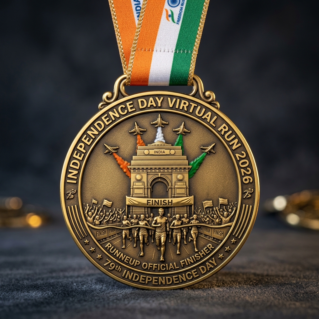 RunnerUp Official Independence Day Virtual Run 2026 🇮🇳 Physical Finisher Medal